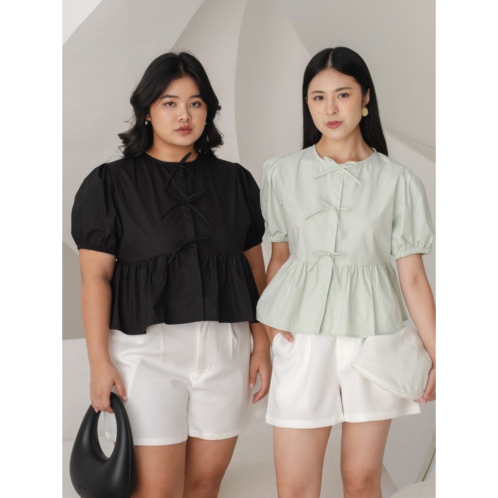 Ms Daisy Charlotte Coquette blouse Pita Tali Blouse Lengan Balon dengan Ukuran Small Medium Plus siz