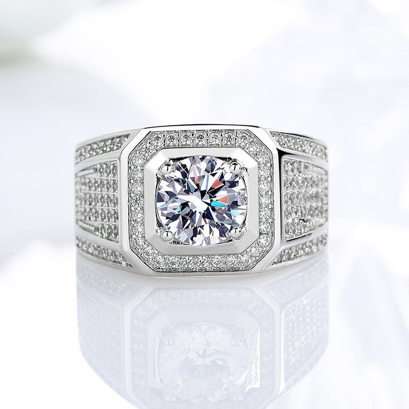 lilith_shop Cincin pria Cincin Moissanite gra ori Cincin berrna perak Couple Fashion Tahan karat