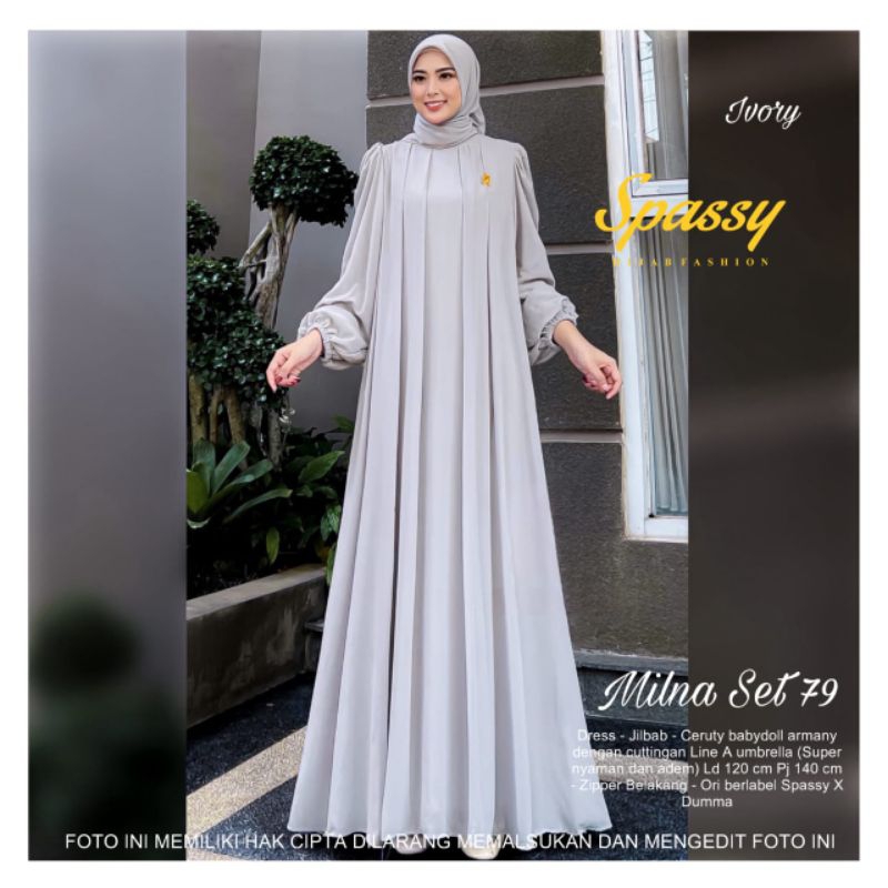 MILNA SET 79 DRESS (Setelan Gamis + Hijab) by Spassy
