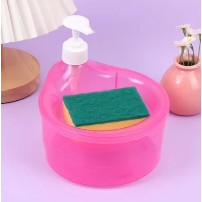 Tempat Sabun Cuci Piring + Spons / Wadah Sunlight Model Bulat / Dispenser Botol Soap Pump