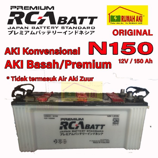 Aki Mobil RCA Premium Battery N150 /12V/150 Ah/Aki Basah/Aki Konvensional