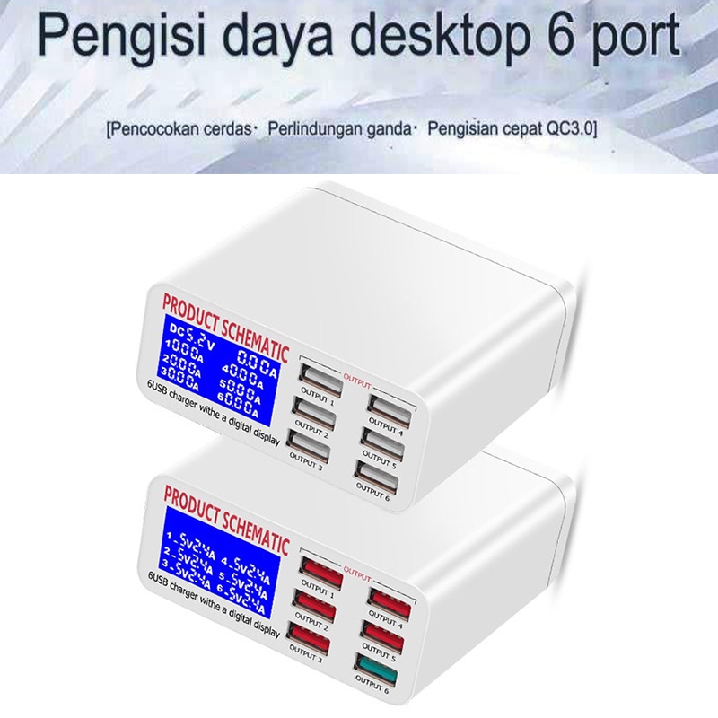 usb charger & usb hub High Speed USB Charger With Digital Display 5V 6A Output 3.5A Max High Speed 6