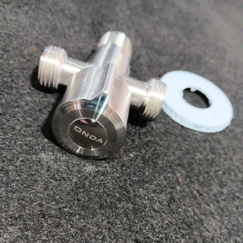 kran dobel stainless onda JF flow 1/2 inch kran cabang toilet shower dengan closed keran air T