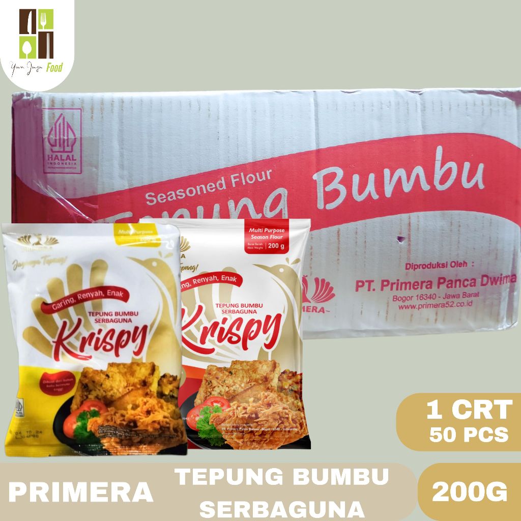 

Primera Tepung Krispy / Tepung Bumbu Serbaguna / Crispy / Krispi Kemasan 200G/1KARTON/50PACK