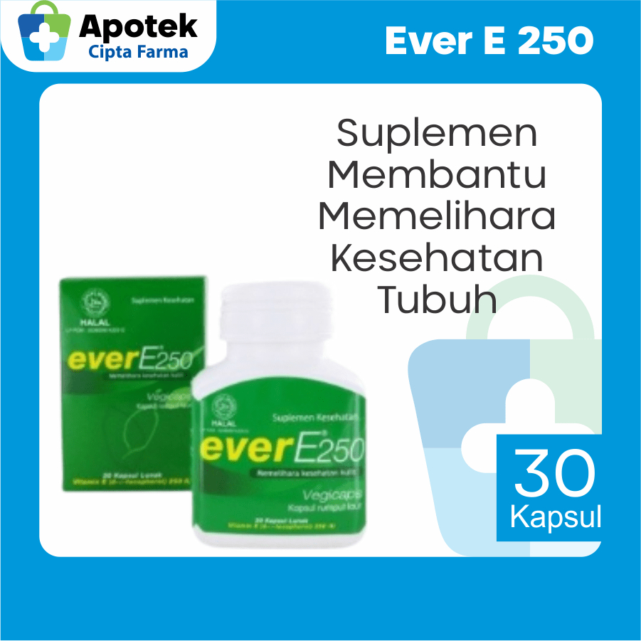 Ever E 250 Vitamin Kulit Suplemen Kecantikan Suplemen Kulit Vitamin E untuk Kulit Vit E Antioksidan 