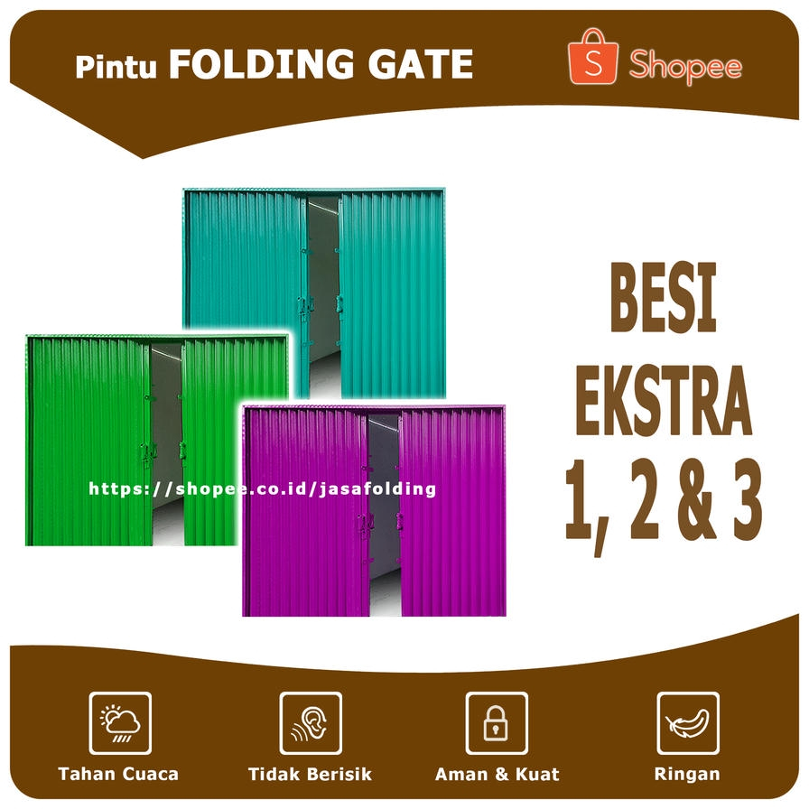 Besi Ekstra - Pintu Folding Gate Rolling Door Harmonika Garasi Lipat Sliding