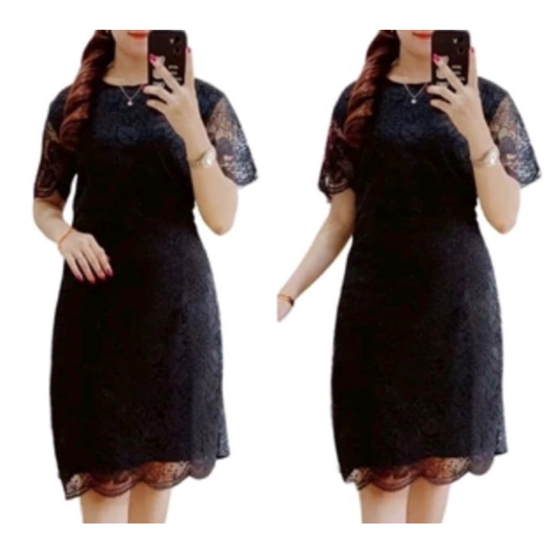 Dress Brokat Full Furing Dress Brokat Slim Dress Natal Midi Dress Dress Kondangan