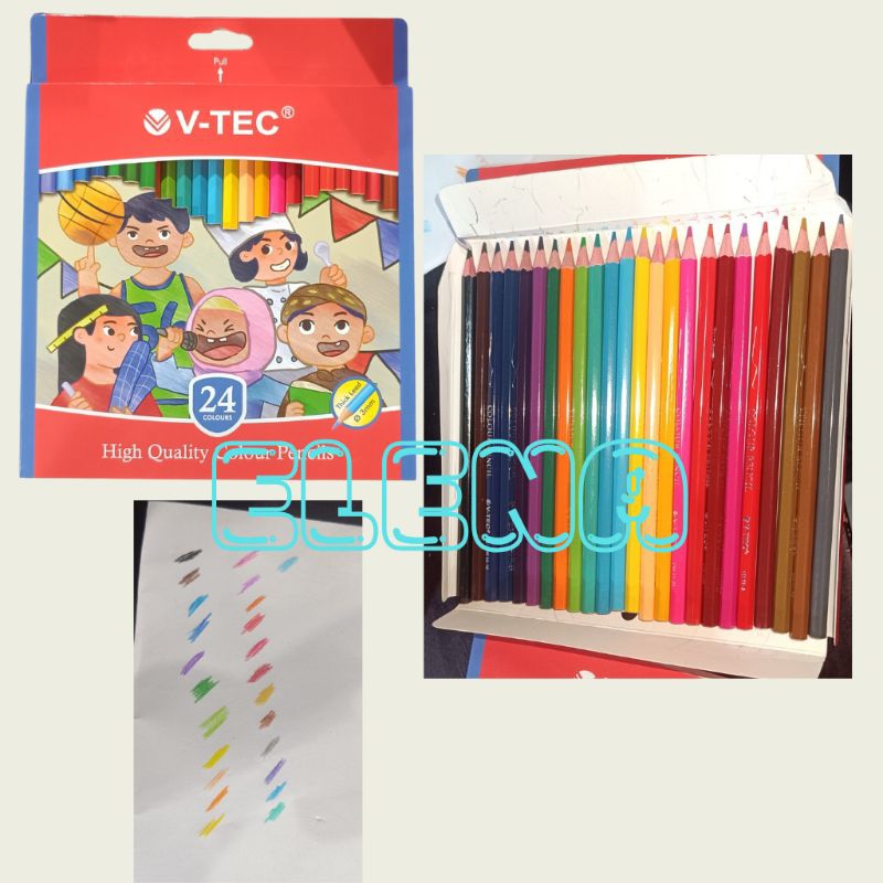 

color pencil 24 colors v tec/ pensil warna 24 warna panjang/cat kayu/pensil kayu warna