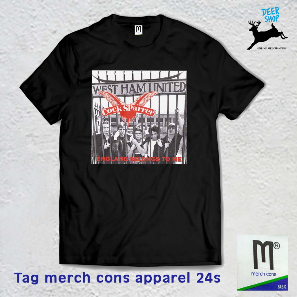 COCK SPARRER - Westham united T-Shirt skinhead oi | tag Merchcons - Hitam