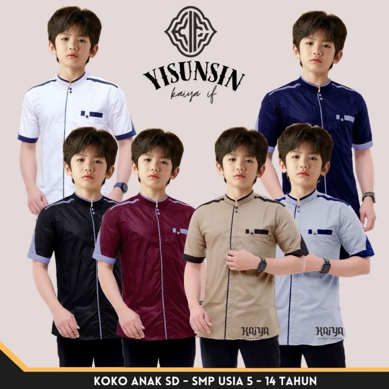 BAJU KOKO ANAK REMAJA SD SMP LENGAN PENDEK KEMEJA KOKO ANAK LAKI LAKI UMUR 13 TAHUN BUSANA MUSLIM AN