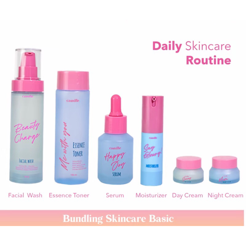 [ORI NEW SEGEL] Camille beauty satu set sunny glow sunny day cream moon night cream serum toner faci