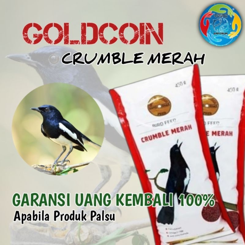 VOER GOLDCOIN CRUMBLE MERAH PAKAN BURUNG PROTEIN RENDAH