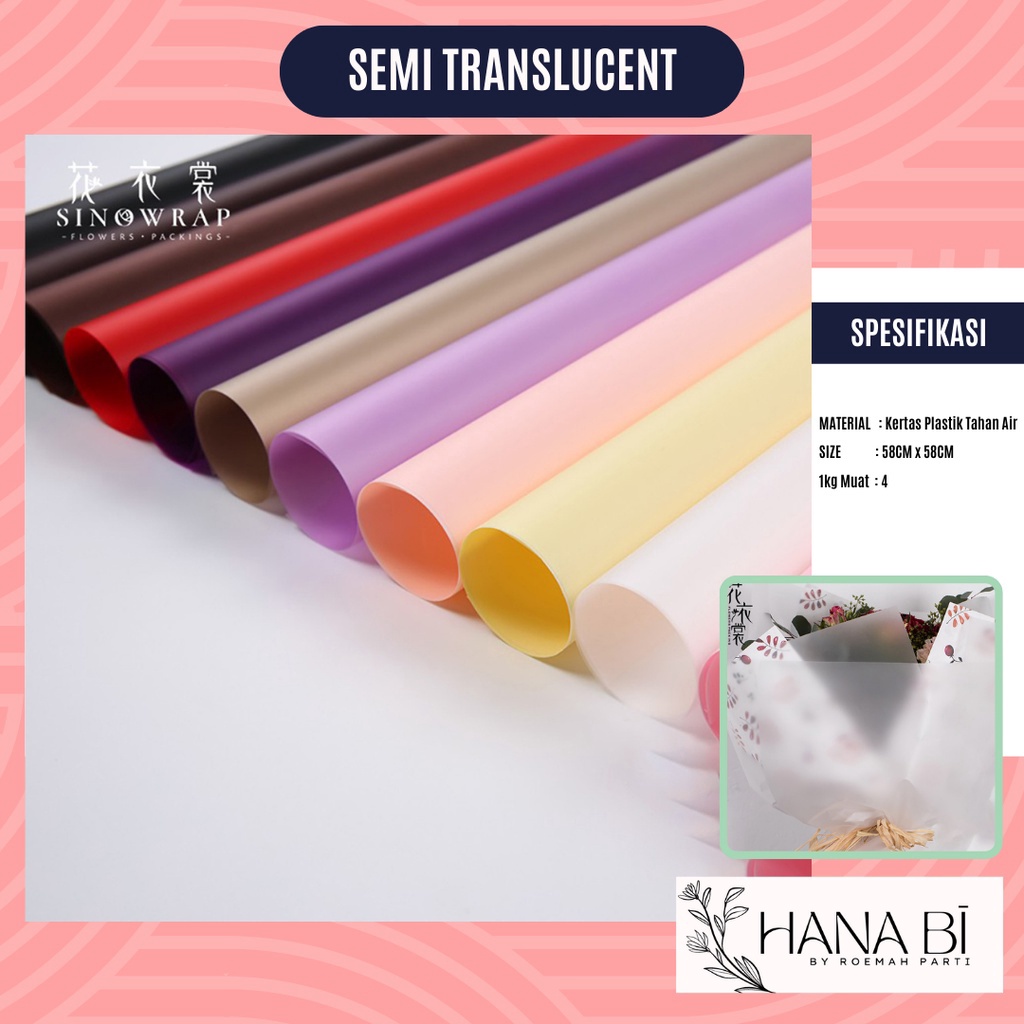 

2 Lembar Kes Buket Cellophane Semi Translucent Kes Buket Korea Bunga Flower Wrapg Paper Kado PWMB