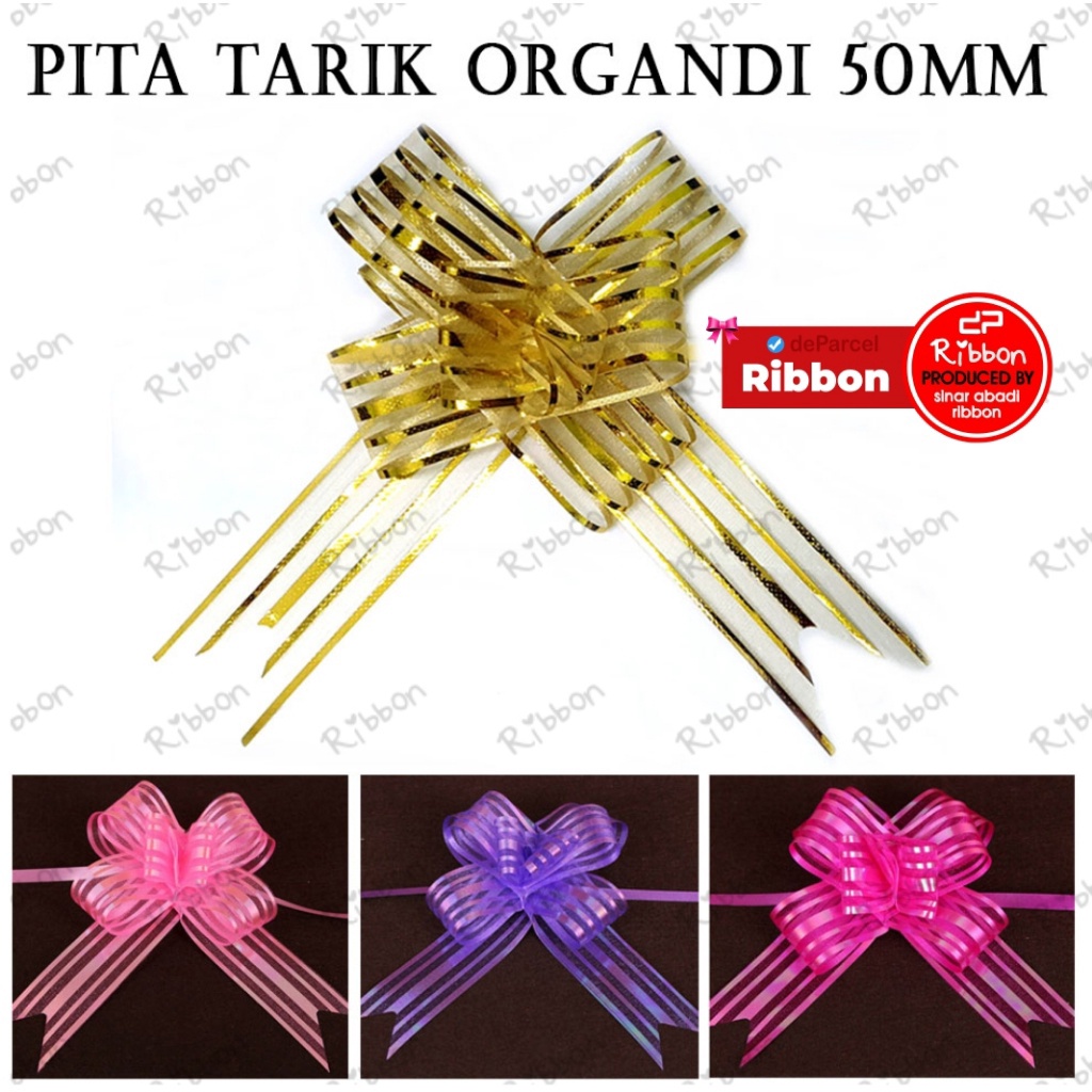 

GROSIR Pita Tarik Organdi 5mm isi 1pcs Serut Besar Kain Kaca Metalik Organza