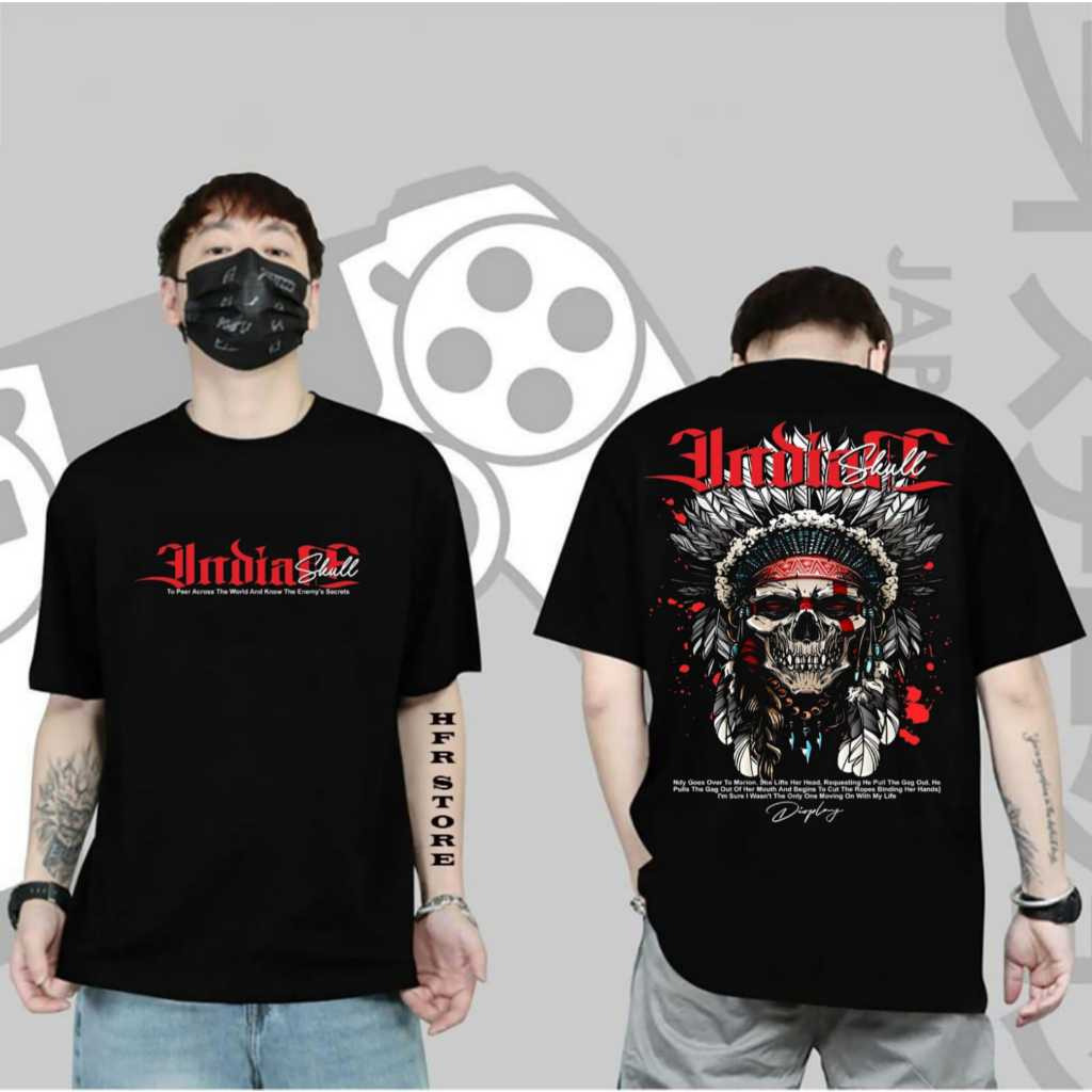 baju kaos T-shirt distro pria wanita lengan pendek baju kaos distro india skull baju kaos distro pri