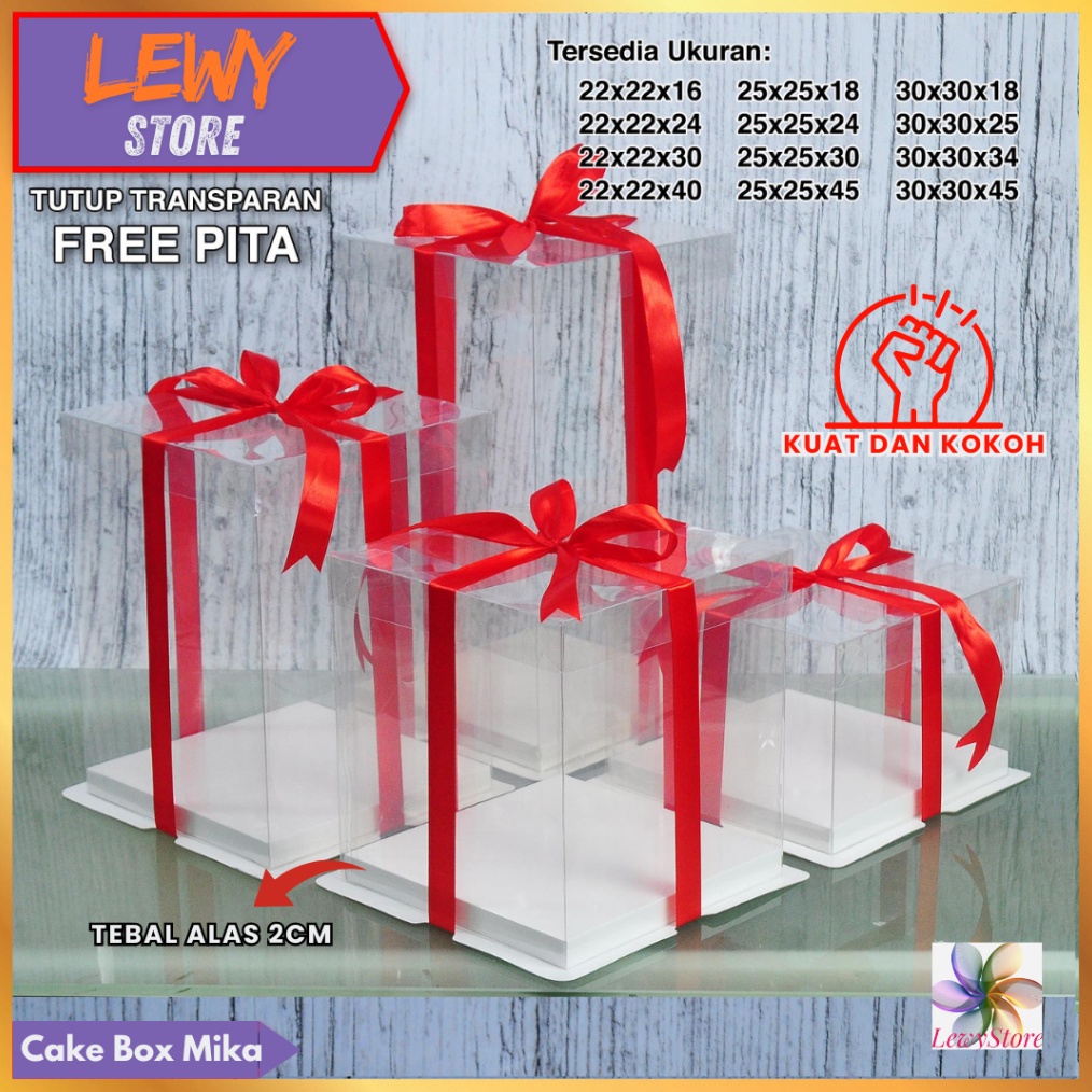 

Cake Box Mika Dus Kue Kotak Kue 22x22 cm Tutup Transparant PET