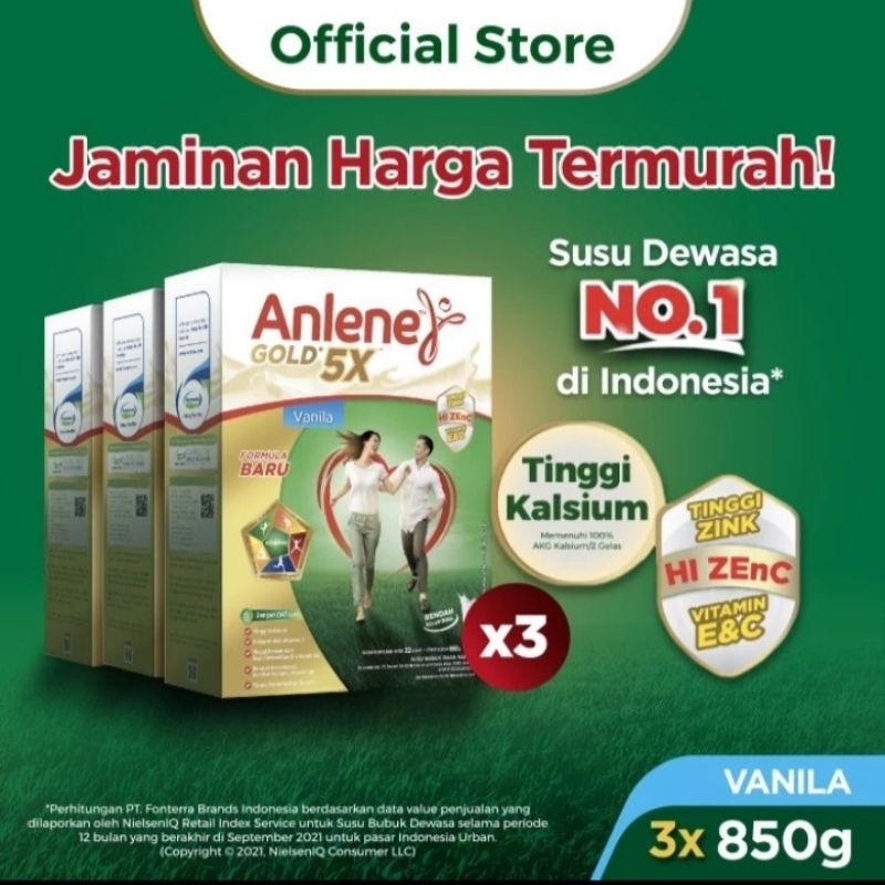 

Anlene Gold 5X Susu Bubuk Dewasa Vanila 3X850g - Nutrisi Tulang Kalsium Untuk Tulang, Sendi dan Otot