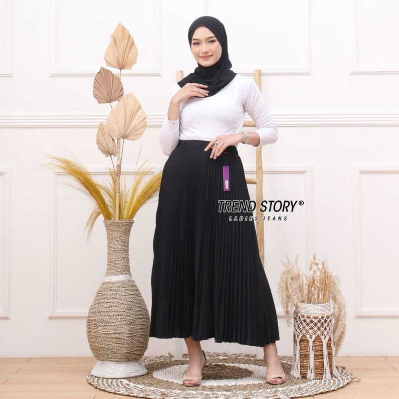 Rok Plisket Payung Standar Polos Trend Story Premium Original