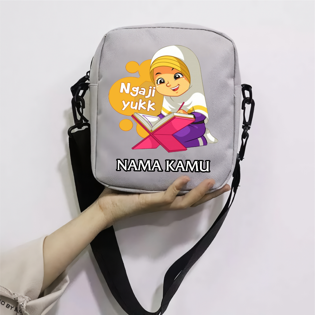 Tas Selempang Anak Motif Ngaji Perempuan Muslimah
