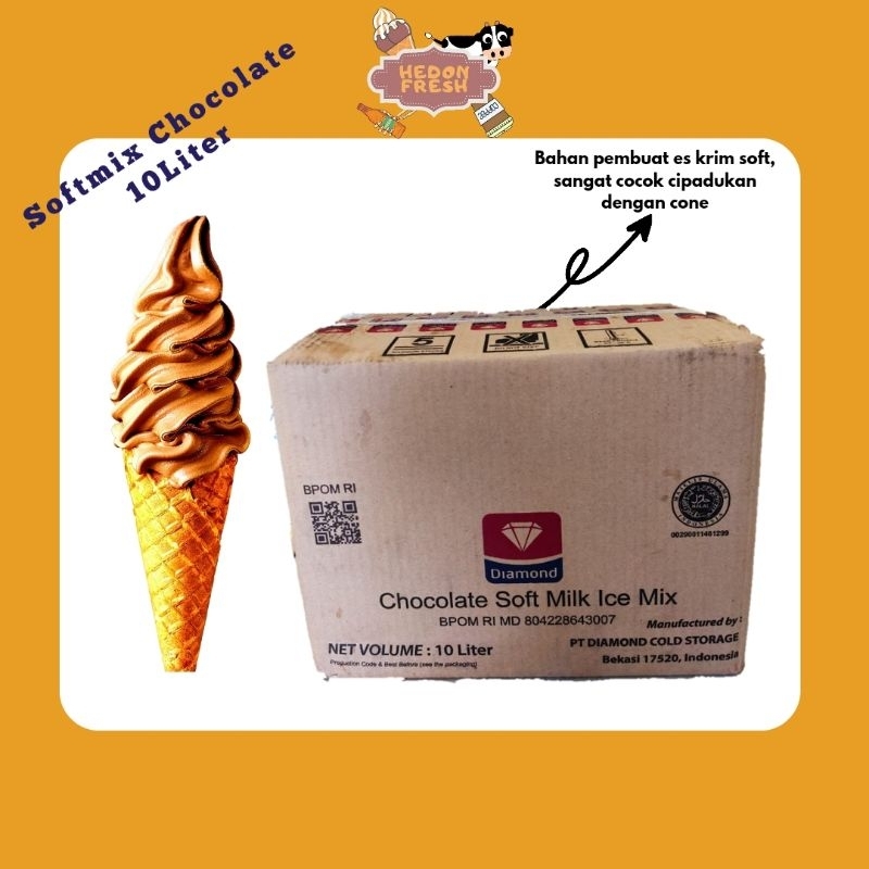 Soft Mix Ice Cream Diamond 10 Liter Rasa Chocolate