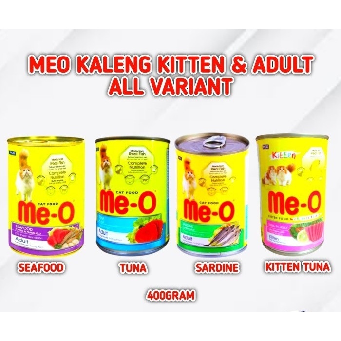 Makanan Basah Kucing Meo Kaleng 400gr All Varian, meo kaleng ad tuna, meo kaleng ad sarden, meo kale