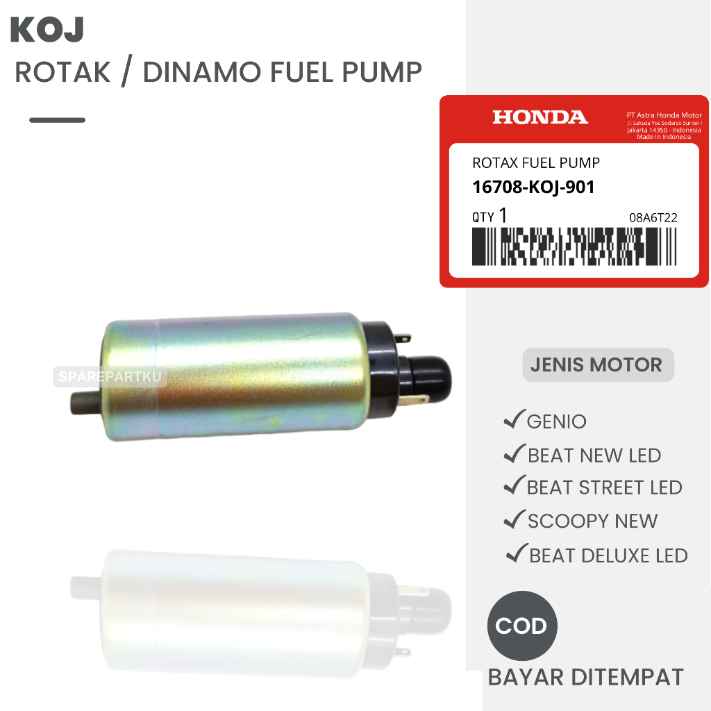 (KOJ) ROTAK BATERAI FUEL PUMP GENIO, BEAT NEW LED, BEAT STREET LED, SCOOPY NEW LED, BEAT DELUXE LED