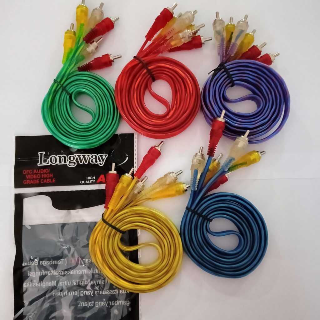 Kabel 3 RCA to 3 RCA 1.5 Meter Kabel RCA - RCA AV Video Kabel 3 RCA DVD TV Kabel 6 RCA 1.5mtr