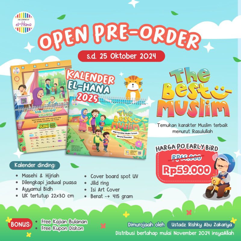 

Kalender Dinding Anak 2025 Tema The Best Muslim by Elhana El-Hana