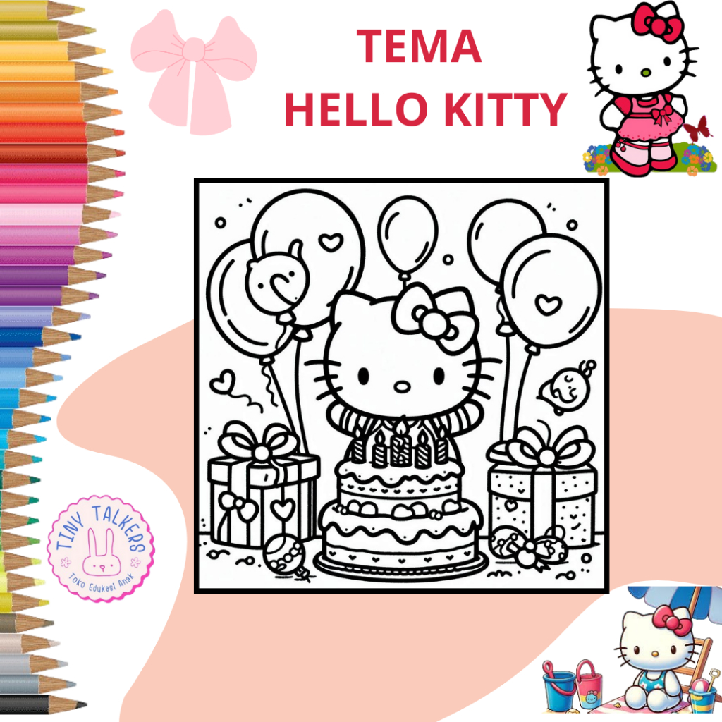 

KERTAS MEWARNAI / COLORING PAGE / KERTAS GAMBAR / HELLO KITTY / KERTAS MEWARNAI ANAK TK - SD / A4 - A5