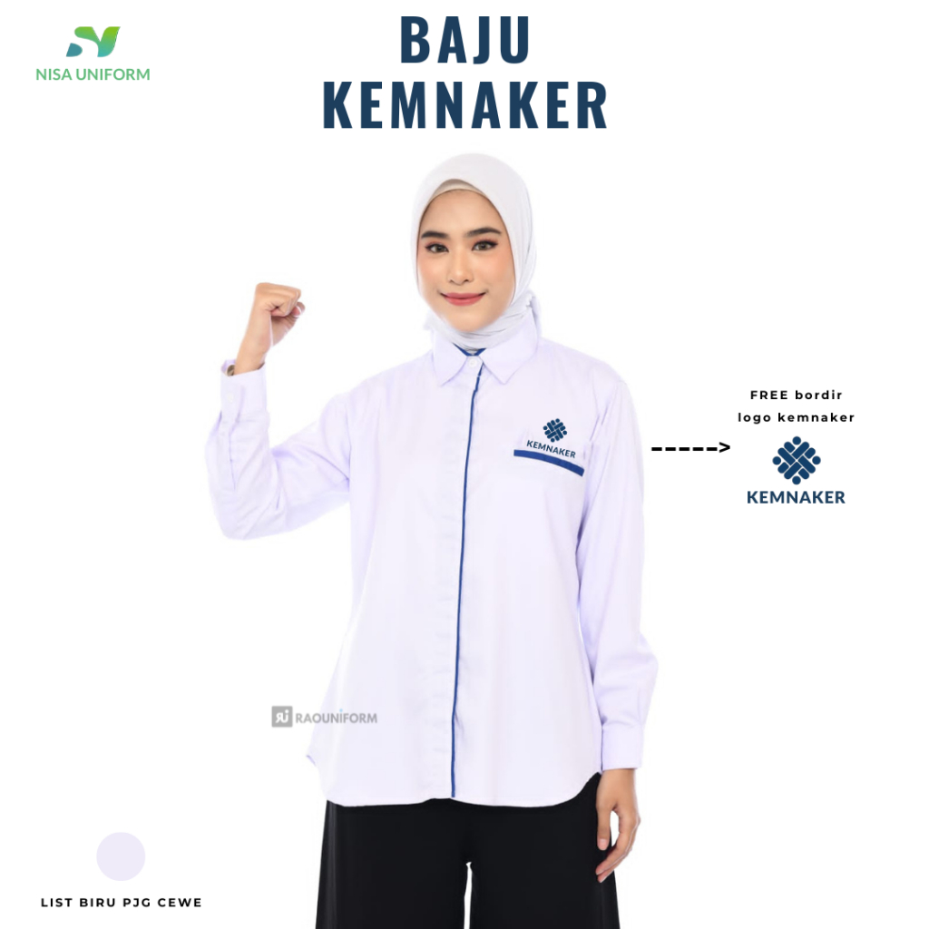 KEMNAKER-Baju Dinas Kemnaker/Seragam Putih ASN/Seragam Kemnaker Pria/Baju Putih PNS