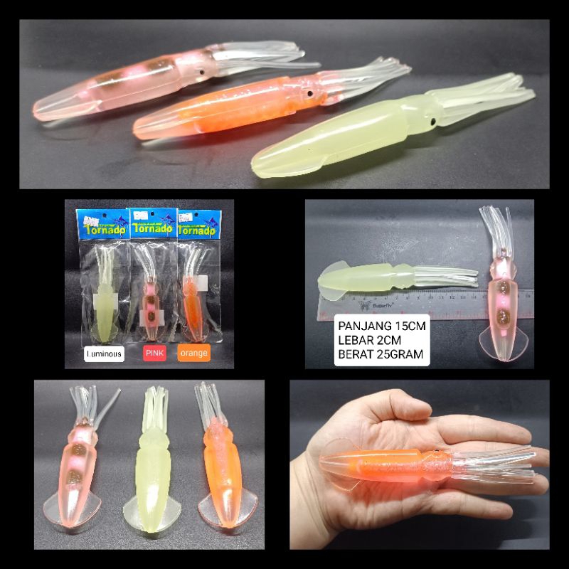 TORNADO UMPAN CUMI KARET 15CM UMPAN CUMI-CUMI CUMI SILIKON UMPAN IKAN TENGGIRI UMPAN IKAN TUNA UMPAN