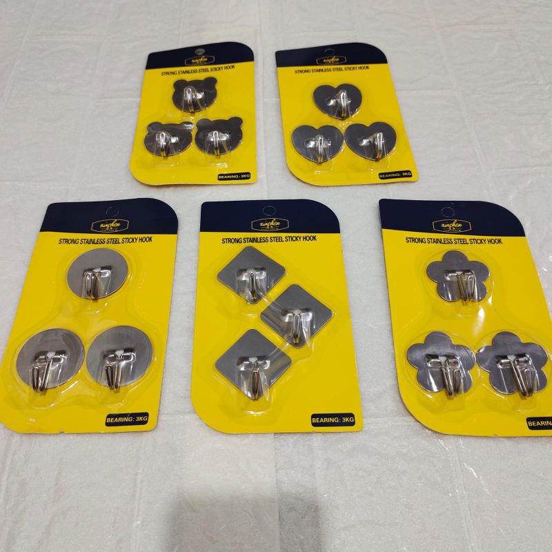 HOOK stainless 3pcs / Gantungan tempel / Tempelan dinding Stainless