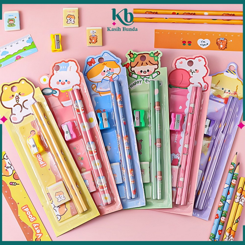 

Pensil Set Anak Penghapus Penggaris Karakter Kartun Lucu / Pencil Set Alat Tulis Set Stationery Sekolah / Perlengkapan Sekolah Anak Import BUNDA A71