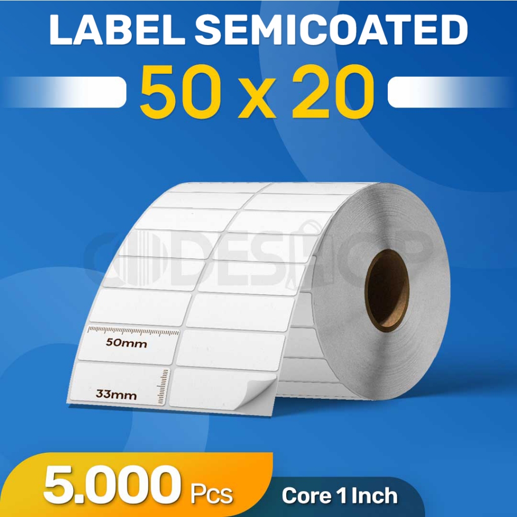 

Label 50 x 20 / 50x20 mm / 50x20mm Semicoated isi 5000 Pcs Stiker