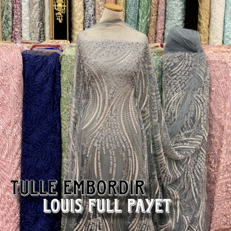 Tulle payet embordir louis | tulle full payet -kingtextile