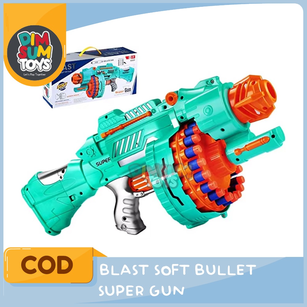 Mainan Anak Pistol Super Gun Peluru Busa Tembak Tembakan Blaster Elektrik Soft Bullet