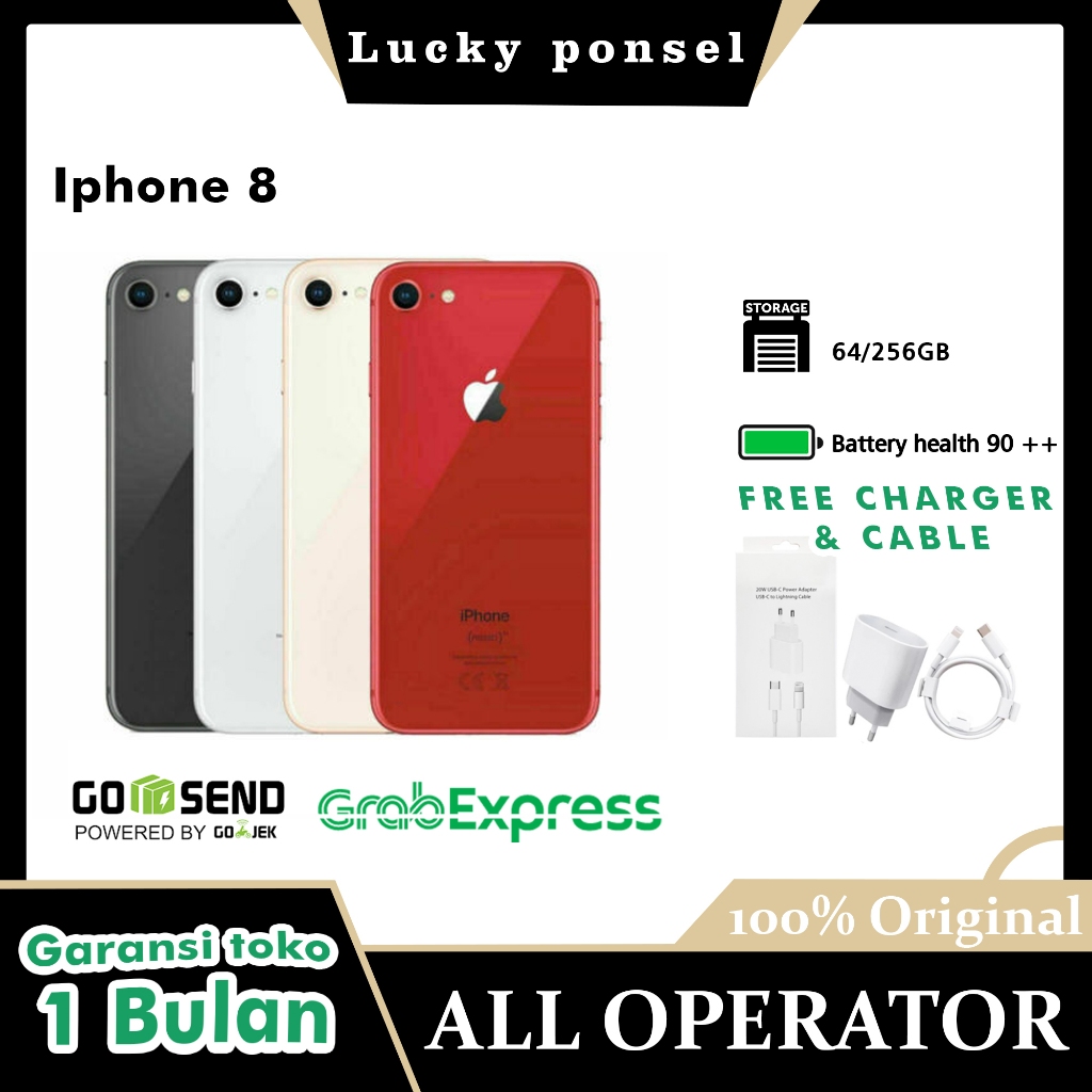 IPHONE 8 64GB/256GB LIKE NEW/GARANSI 1BULAN/MULUS/FULLSETT/ORIGINAL