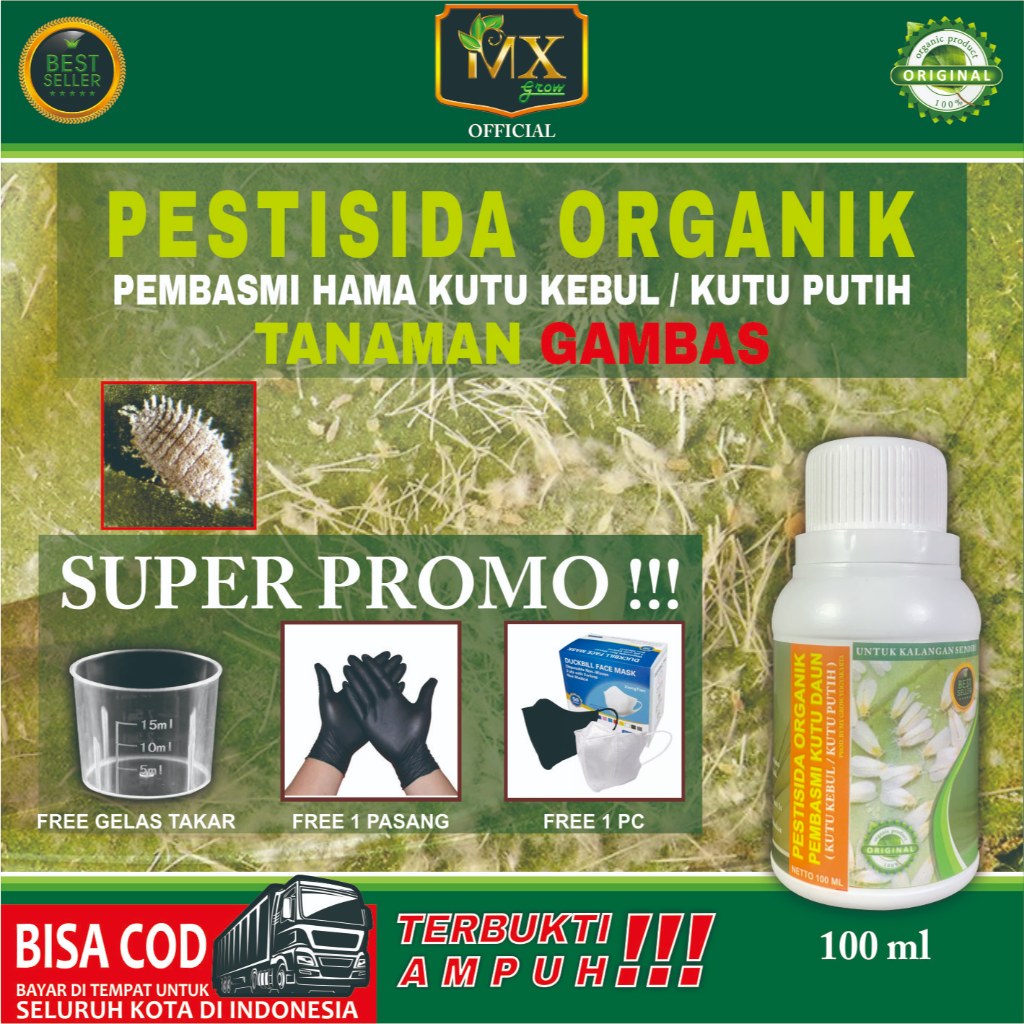 Pestisida Organik Pembasmi KUTU DAUN ( Kutu Kebul / Kutu Putih ) Untuk Tanaman GAMBAS 100 ml