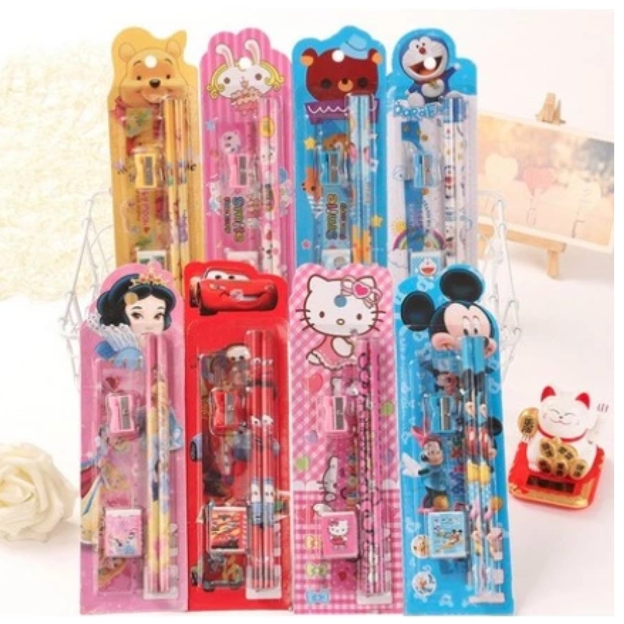 

Alat Tulis 5 in 1 Karakter Hello Kitty Beruang Pooh Cars dll / Alat Tulis Sekolah / Paket Alat Tulis / Mini Stationary