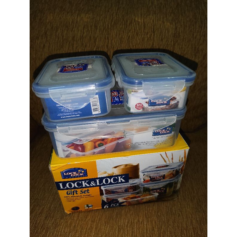 Lock&Lock Classic Gift Set 6pcs / Tempat Penyimpanan Makanan Sayur Buah / Kotak Penyimpanan Kedap Ud