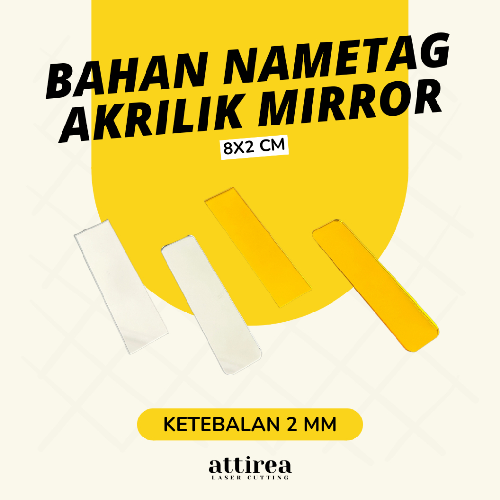 

Bahan Name Tag Akrilik Mirror | Ukuran 8 x 2 cm Tebal 2 mm