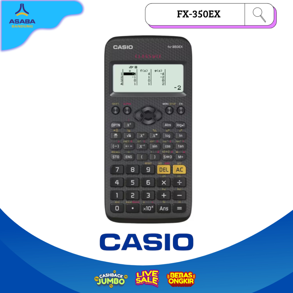 

Asaba Bandung - Casio FX-350EX - Scientific Calculator Kalkulator Ilmiah - 274 Fungsi