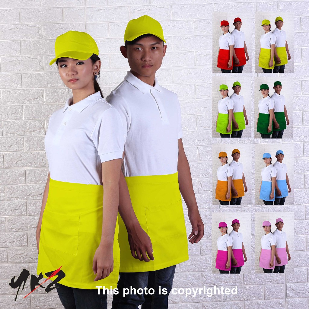 celemek setengah badan, celemek masak, apron masak ,celemek waiters,apron pinggang setengah badan, a