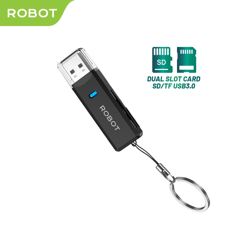 ROBOT CR102S USB 3.0 Cap Design with 2 Slot Card Reader Black Original - Garansi 1 Tahun
