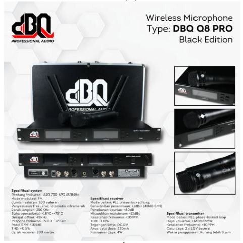 MICROPHONE WIRELESS DBQ Q8 PRO BLACK EDITION