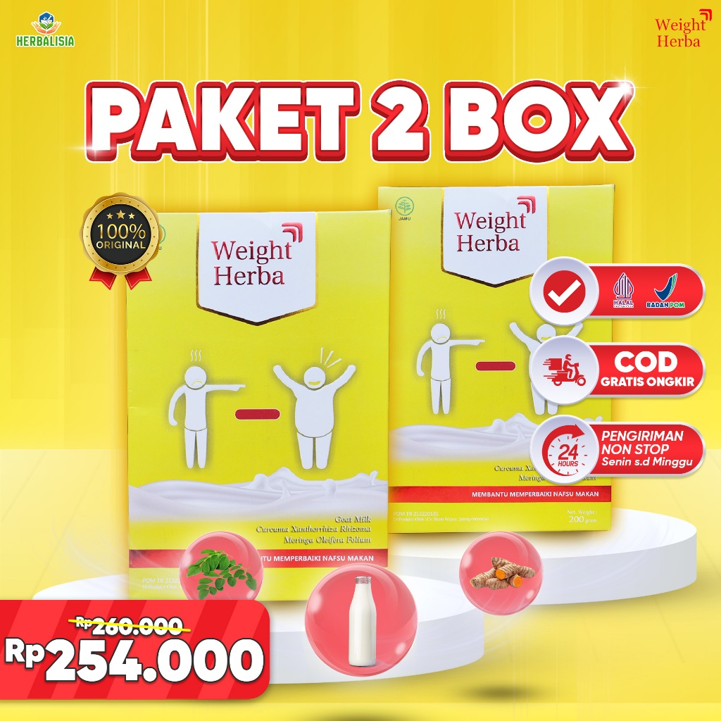 

Paket 2 Box Weight Herba Susu Penambah Berat Badan Tanpa Gula Perlancar Saluran Pencernaan