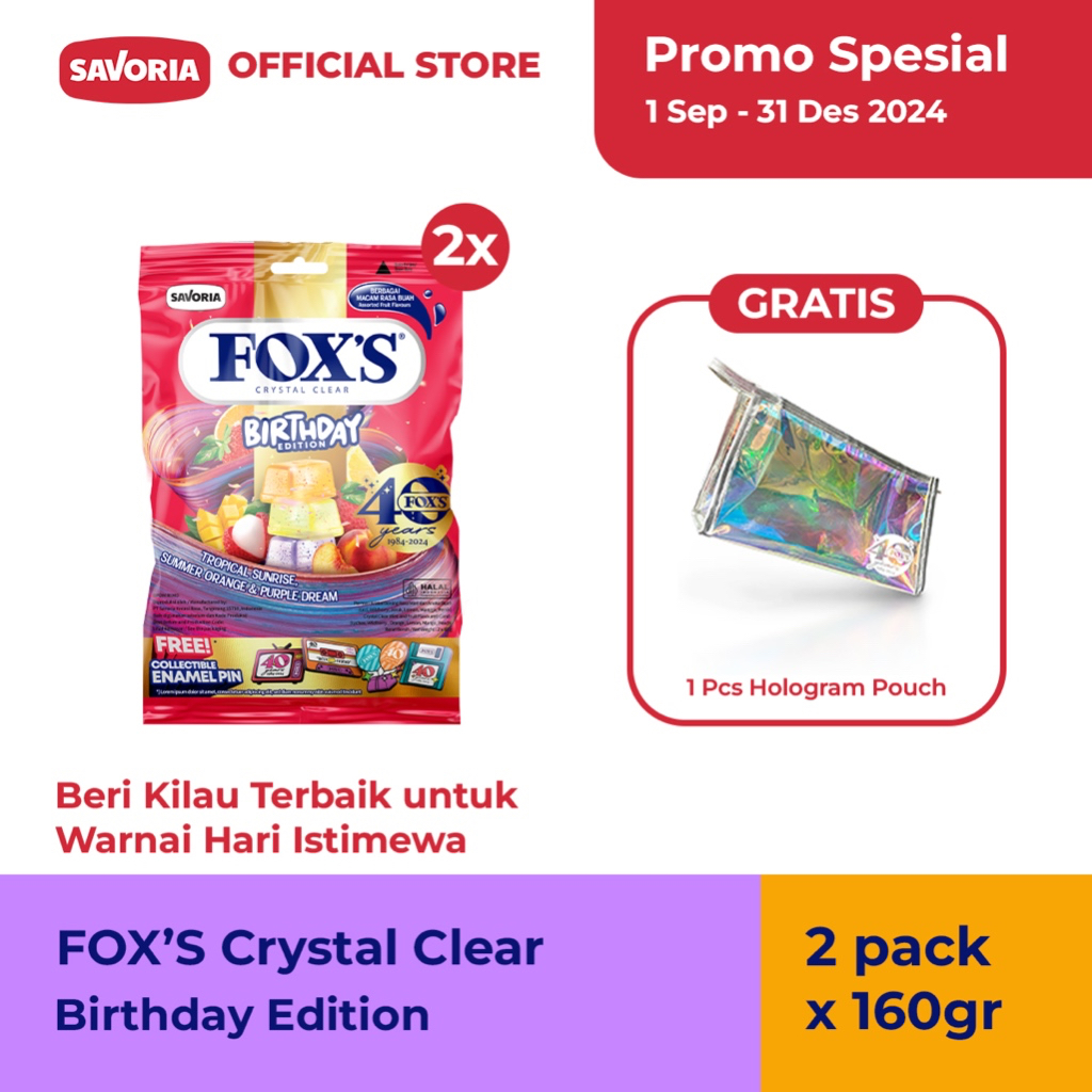 

FOX's Crystal Clear Birthday Edition 2 Pack x 160g + Hologram Pouch