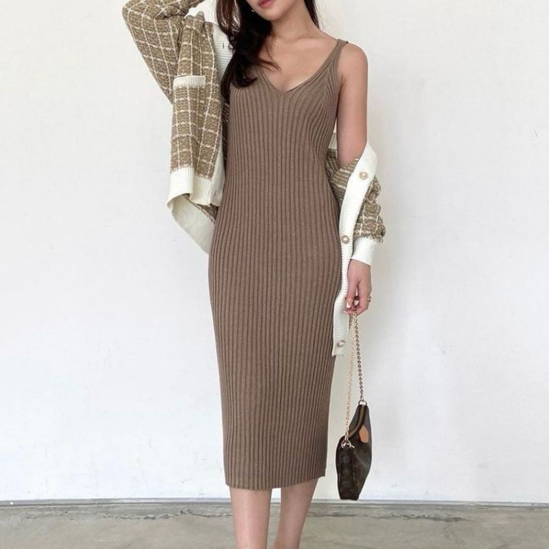 dress midi rajut oudre duna knit halus premium bukan avgal array duma maven