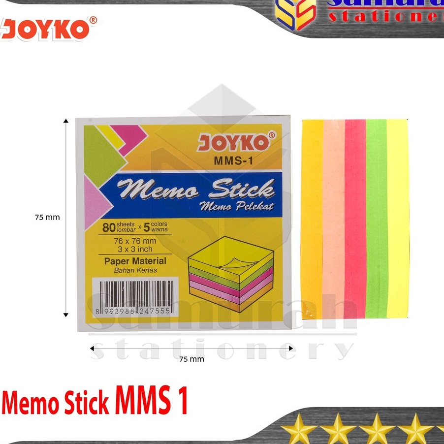 

HEMAT BERLIPAT Memo Stick MMS 1 Sticky Note MMS1 Kertas Memo Catatan Memo Tempel 5 Warna