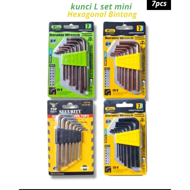 Set Kunci L Mini Premium Quality 7pcs Bintang Hexagonal 1,5mm-6mm